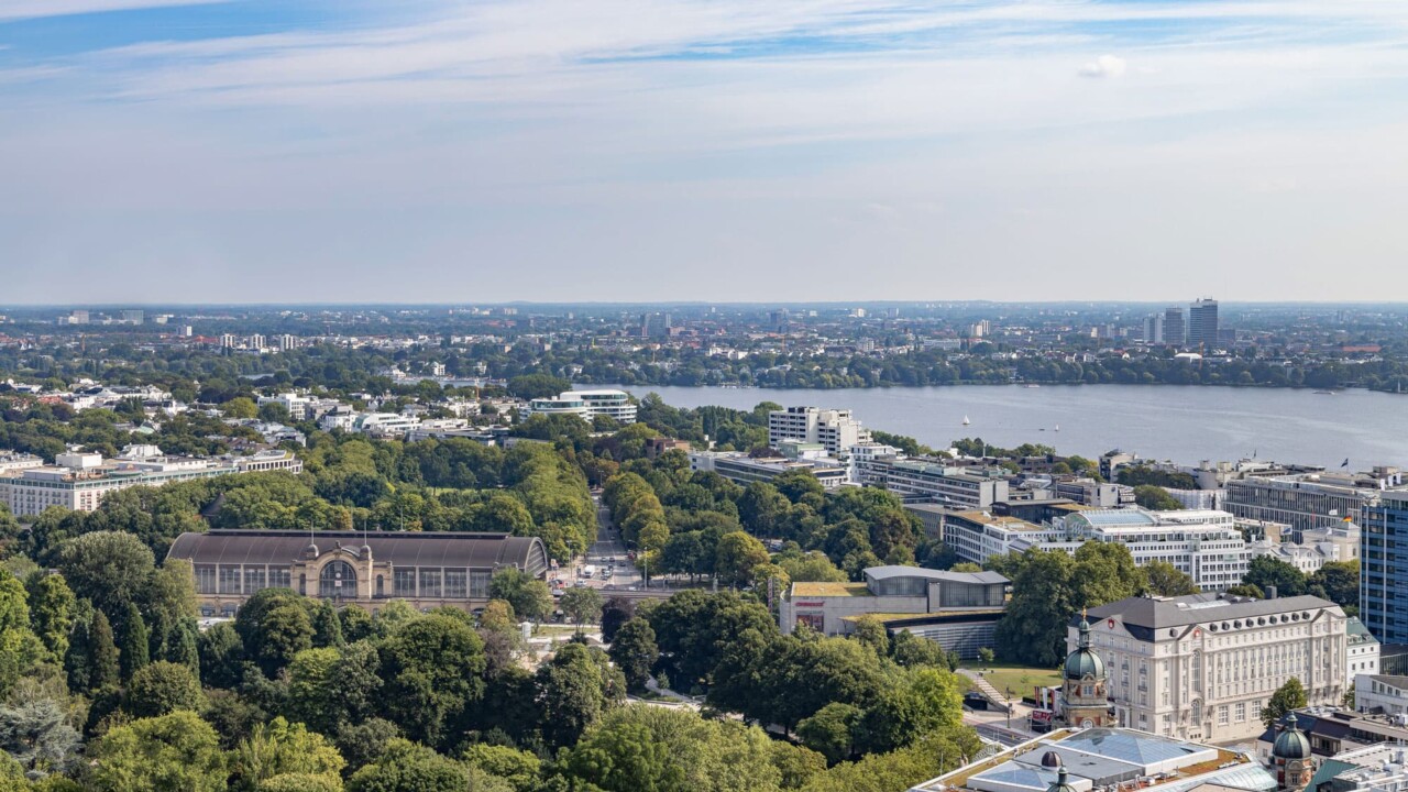 Vista aerea della città di Amburgo